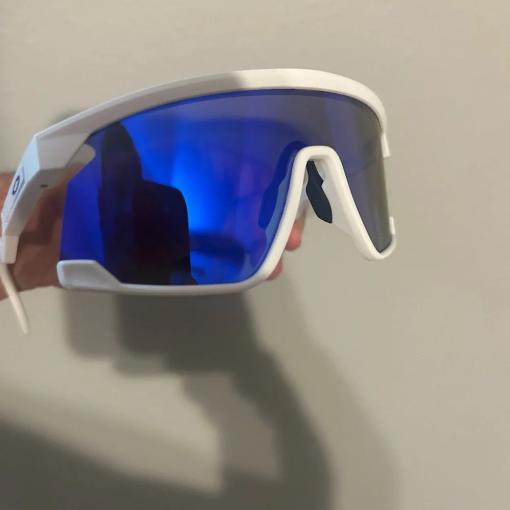 White and Blue Sports Sunglasses